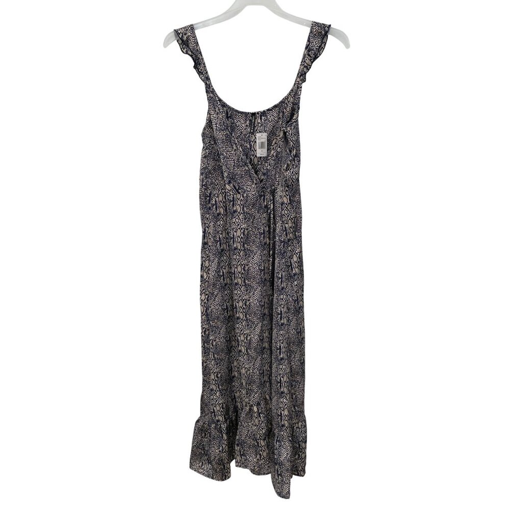 Ivory Love Python Surplice Wrap Midi Dress Size Medium Sleeveless Navy Cream NEW